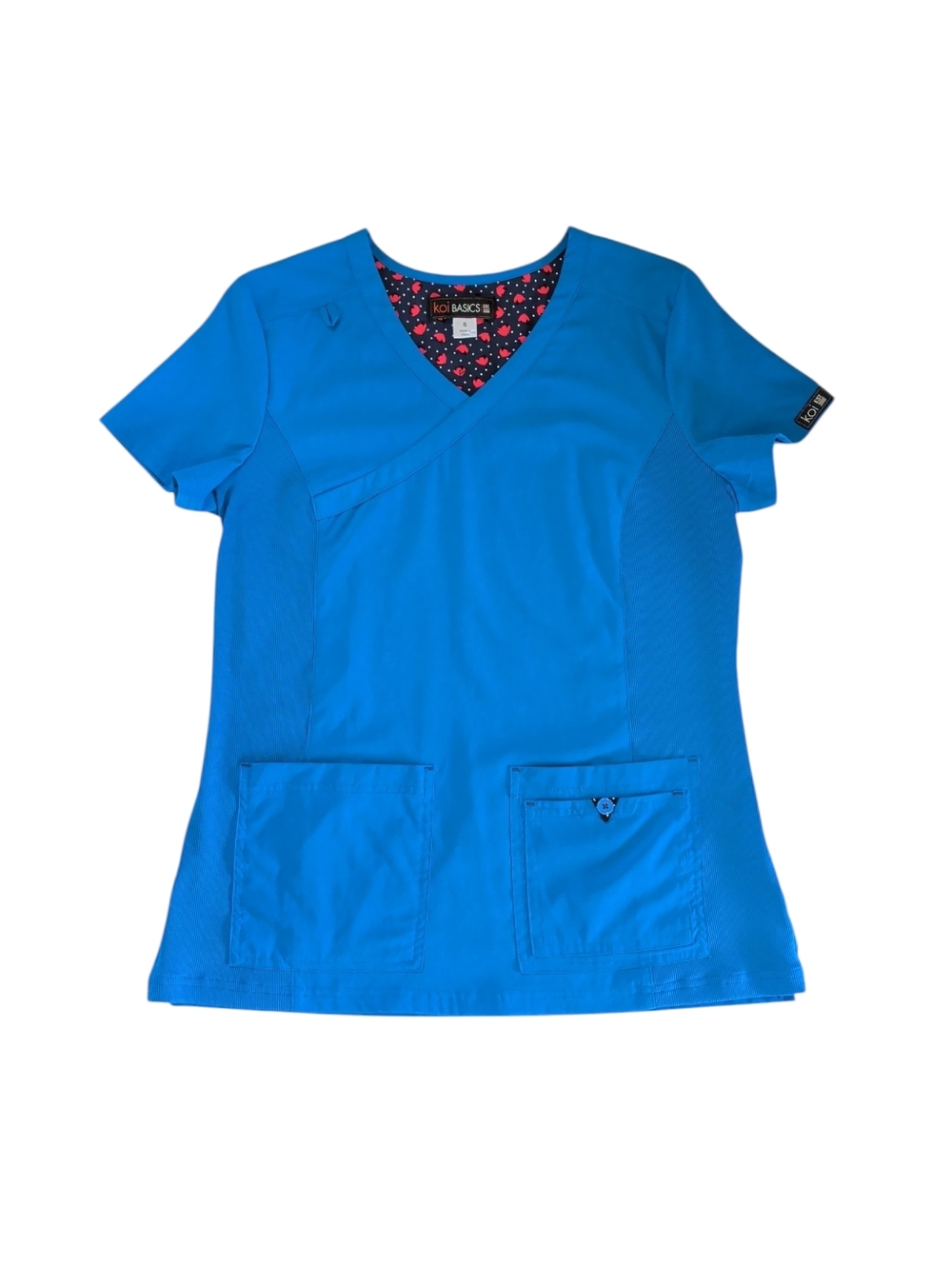 Koi Basics Four Pocket "Katie" Scrub Nurse Top SMALL Royal Blue Style 374